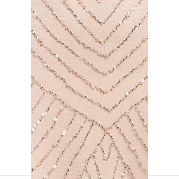 NEW! Adrianna‎ Papell Art Deco Beaded Blouson Gown in Blush Pink [SZ 12 ] - Picture 2 of 13